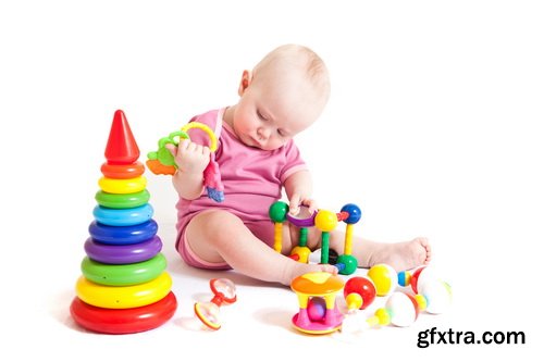 Amazing SS - Kid playing with toy on white background, 25xJPGs