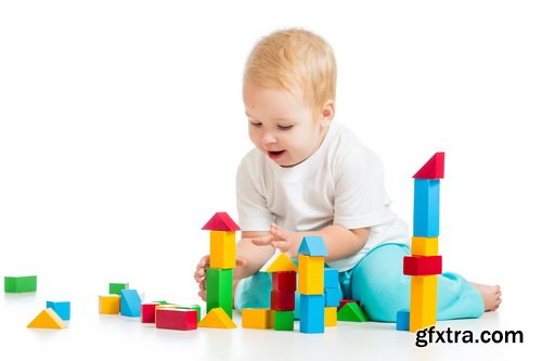 Amazing SS - Kid playing with toy on white background, 25xJPGs