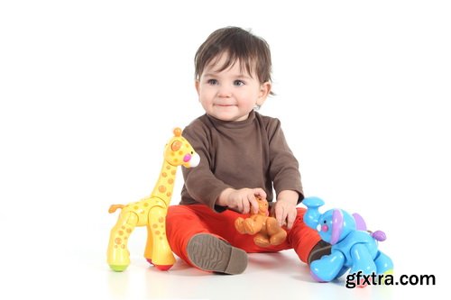 Amazing SS - Kid playing with toy on white background, 25xJPGs