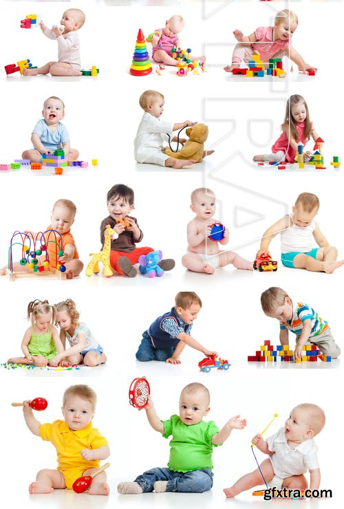 Amazing SS - Kid playing with toy on white background, 25xJPGs