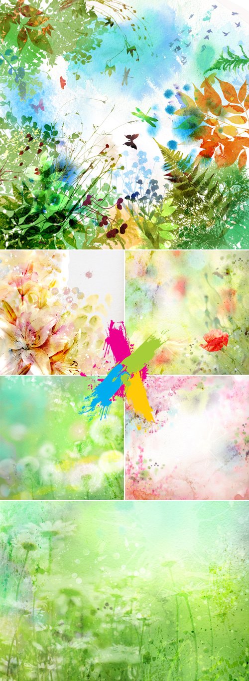 Stock Photo - Abstract Color Floral Backgrounds