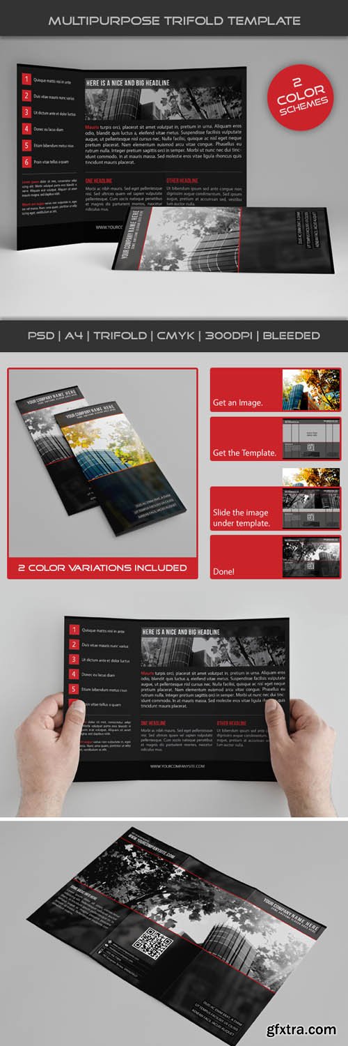 A4 Trifold Template Vol 08 2 Color