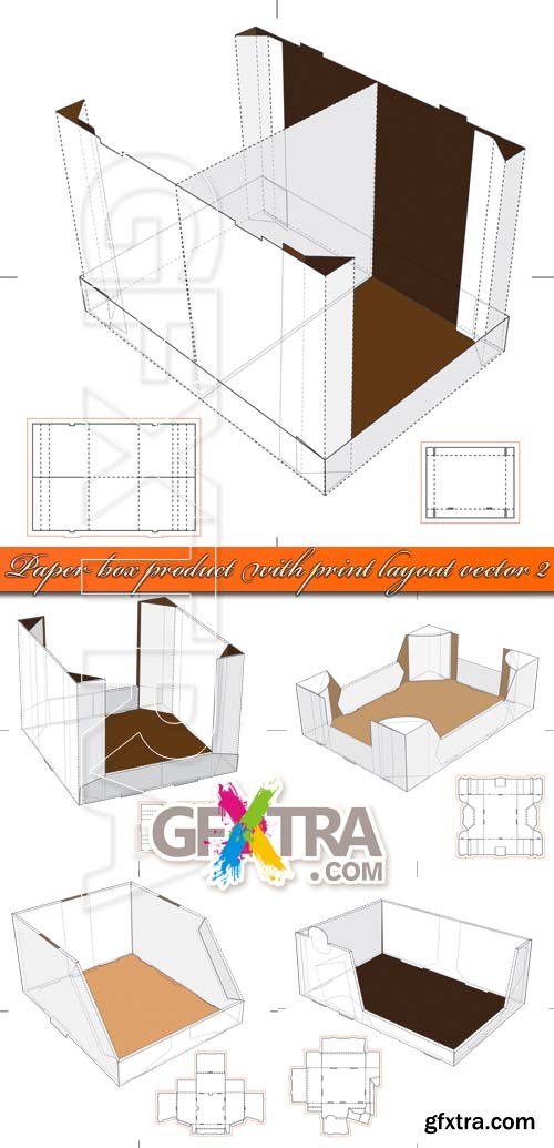 Paper box product with print layout vector 2