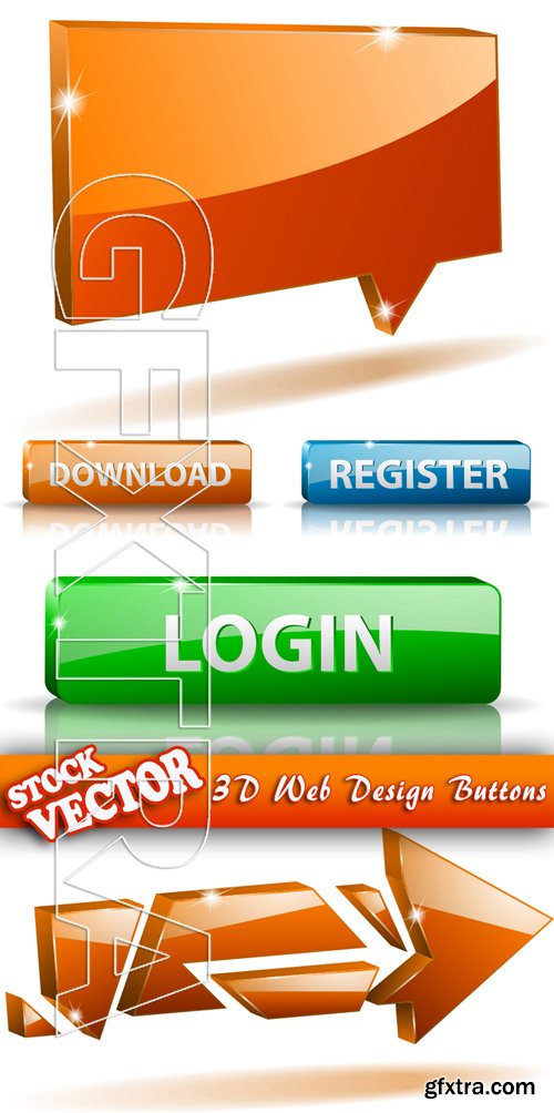 Stock Vector - 3d Web Design Buttons