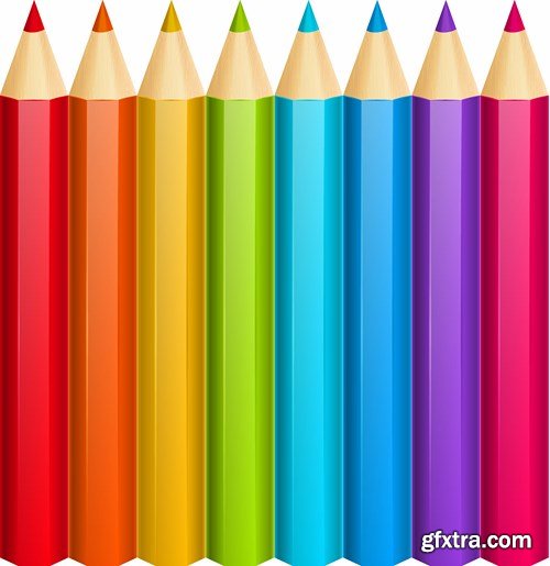 Stock Vector - Set of Color Pencils Isolated