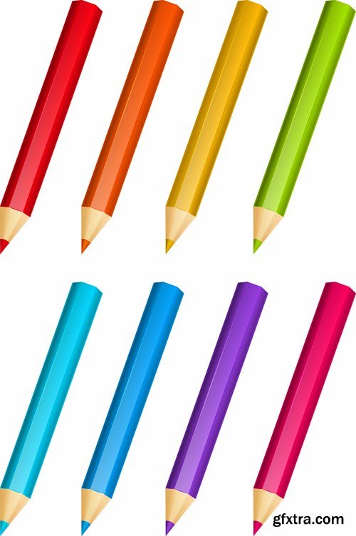 Stock Vector - Set of Color Pencils Isolated