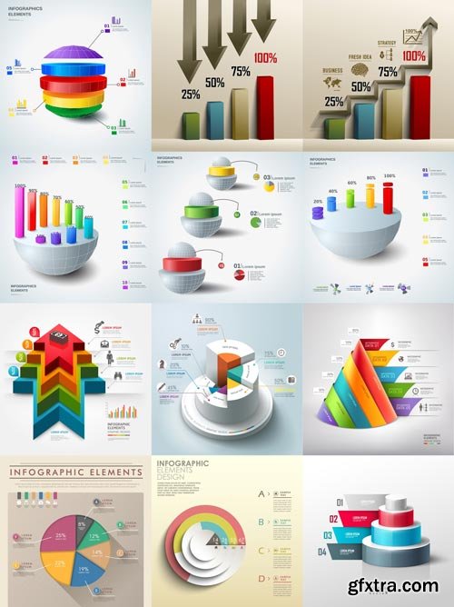 3D infographic chart, 25xEps