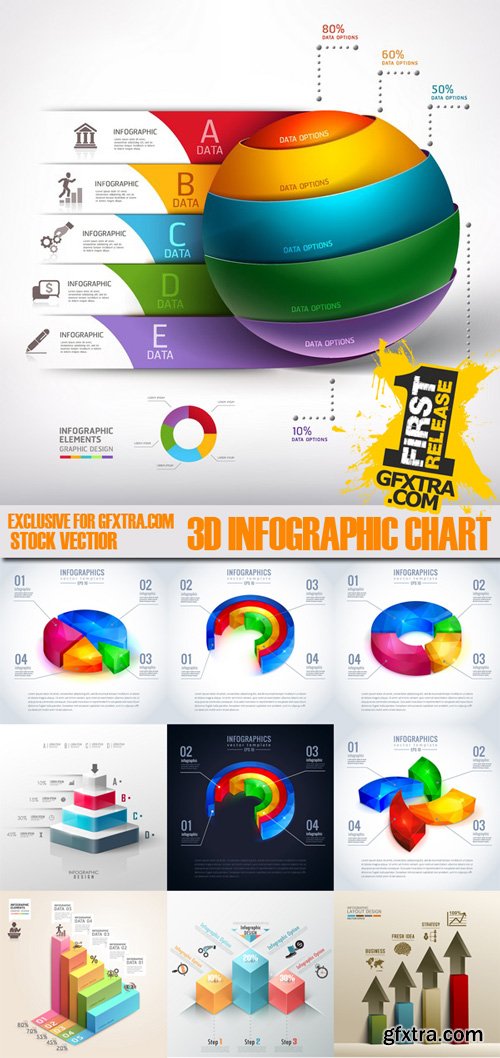 3D infographic chart, 25xEps