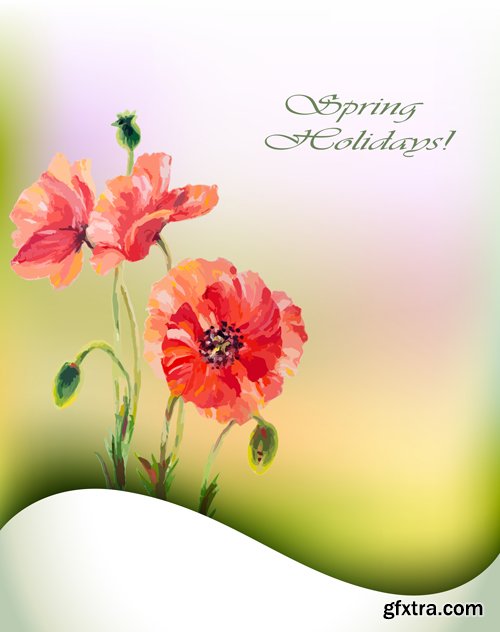 Greeting or invitation cards to the spring holidays: 8 March and Easter