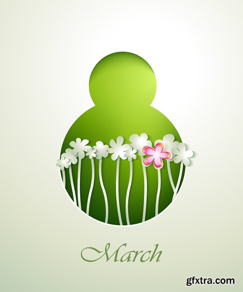 Greeting or invitation cards to the spring holidays: 8 March and Easter