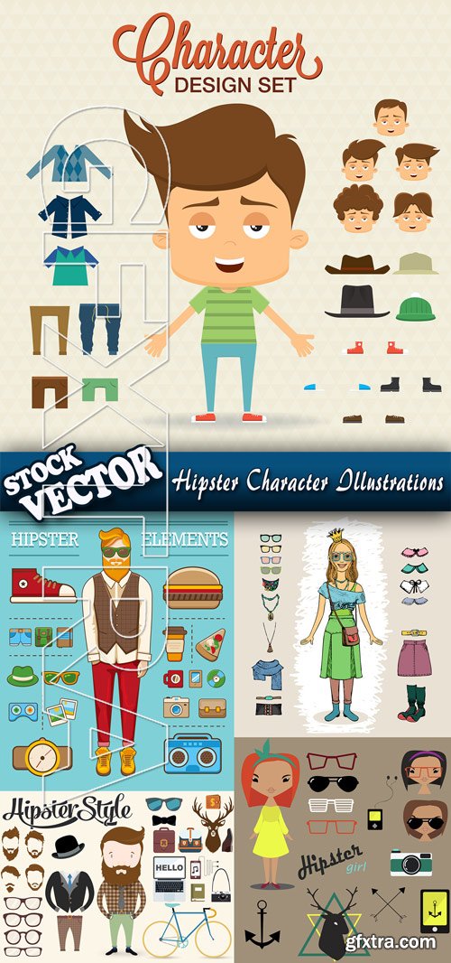 Stock Vector - Hipster Character Illustrations