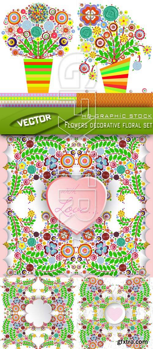 Stock Vector - Flowers decorative floral set