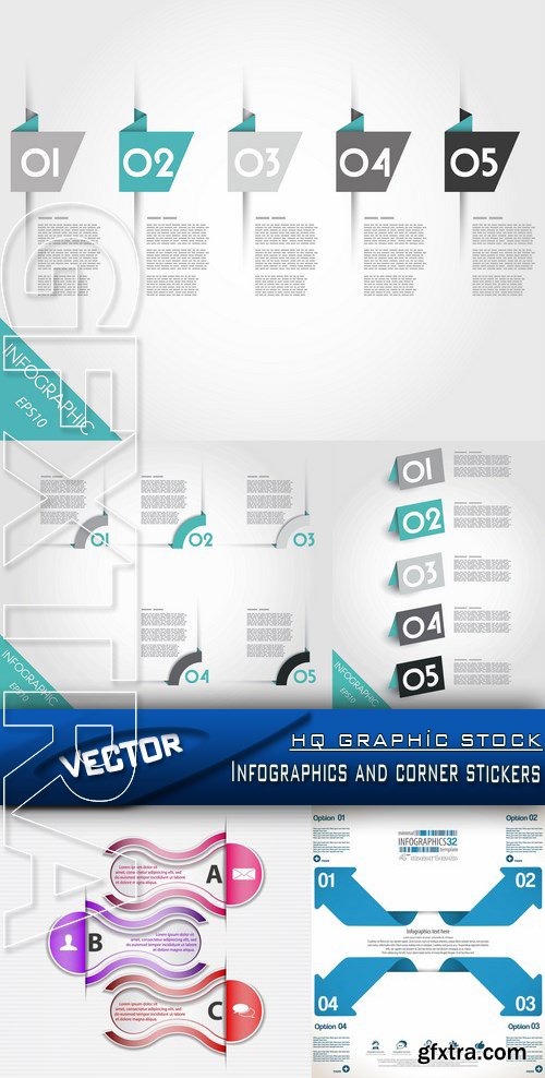 Stock Vector - Infographics and corner stickers