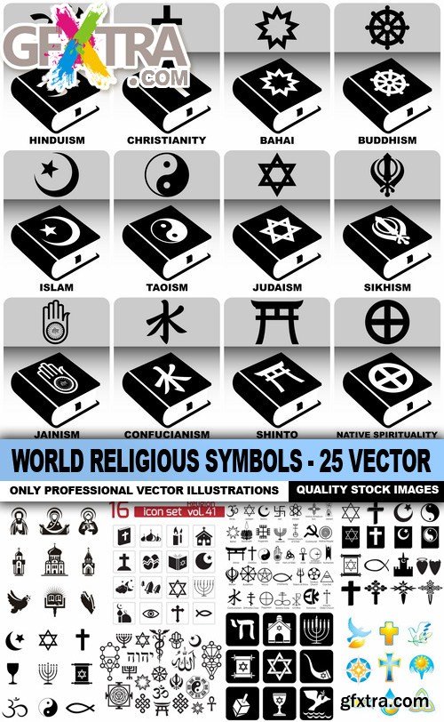 World Religious Symbols - 25 Vector