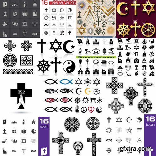 World Religious Symbols - 25 Vector