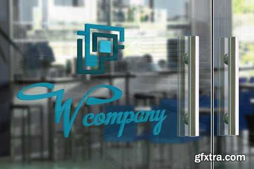 Glass Door Logo Mock-up Template