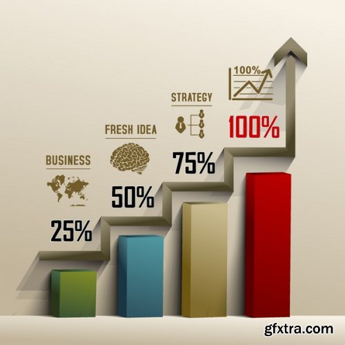 Infographic 3D Charts 25xEPS