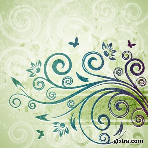 Abstract vintage floral vector background, 25xEps