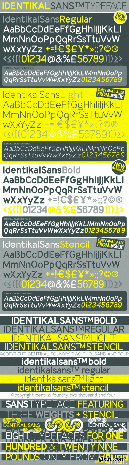 IDENTIKAL FOUNDARY - 68 Commercial Font Families €2499