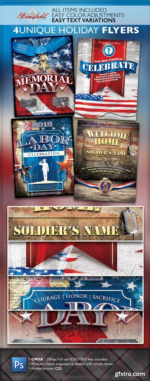 GraphicRiver - Vintage Patriotic Military Holiday Flyer Bundle