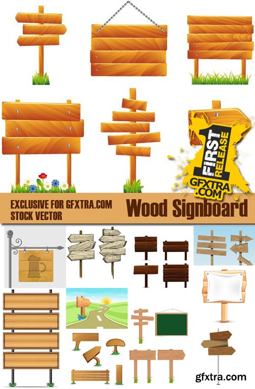 Shutterstock - Wood signboard, 25xEps