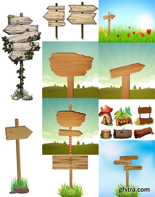 Shutterstock - Wood signboard, 25xEps