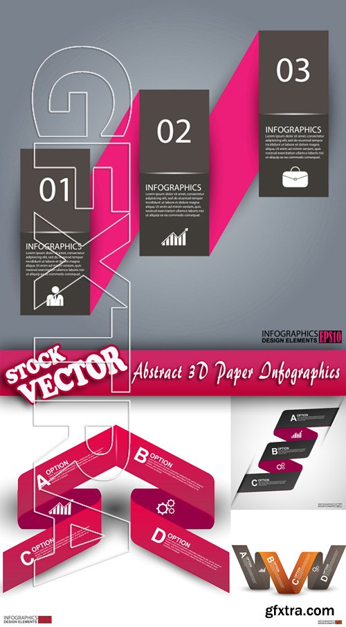 Stock Vector - Abstract 3D Paper Infographics