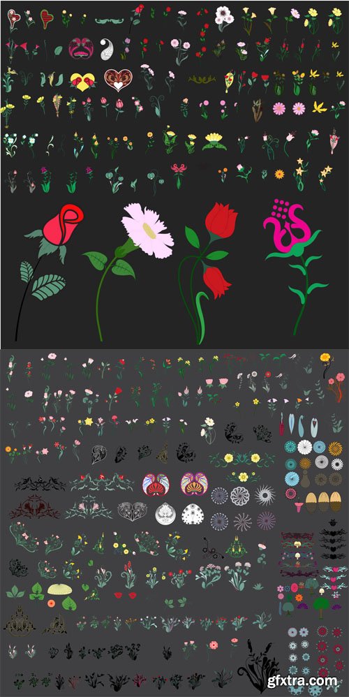 200 Vintage Floral Vector Set