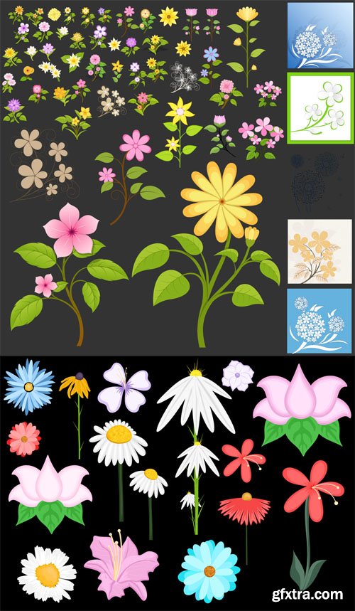 Spring Flowers Vector Clipart