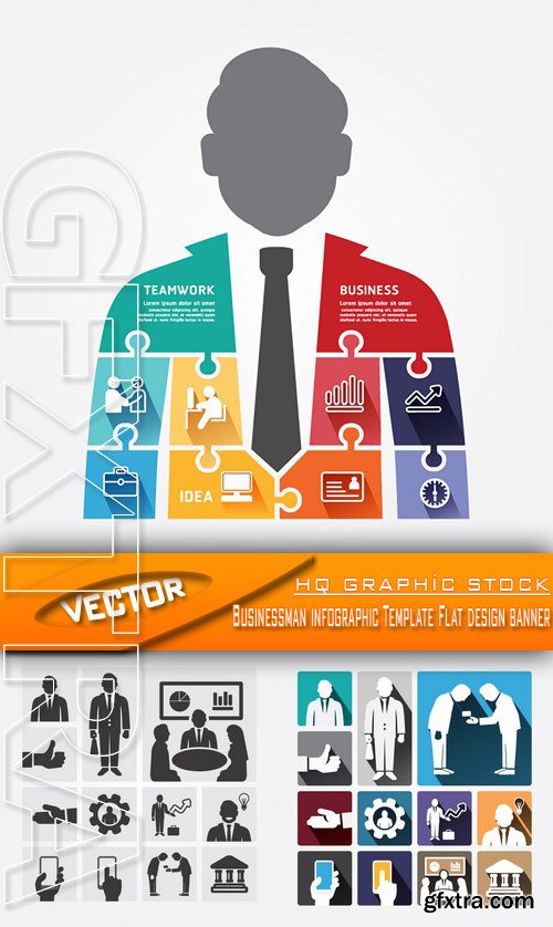 Stock Vector - Businessman infographic Template Flat design banner