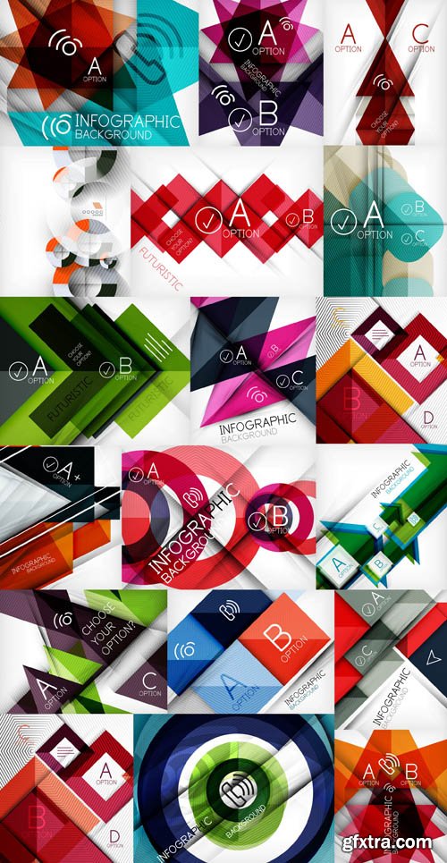 Abstract Backgrounds & Infographics Collection 2, 25xEPS