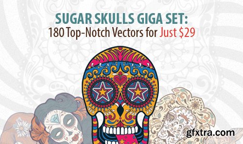 Sugar Skulls Giga Set: 180 Jaw-Dropping Vectors for Just $29