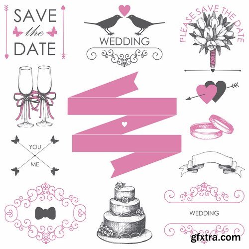 Stock Vector - Vintage Wedding Invitations 2