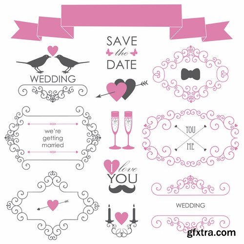 Stock Vector - Vintage Wedding Invitations 2