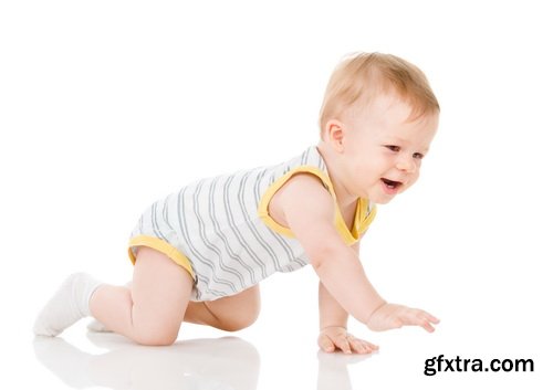 Amazing SS - Crawling baby boy on white background, 25xJPGs