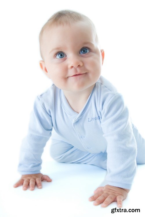 Amazing SS - Crawling baby boy on white background, 25xJPGs