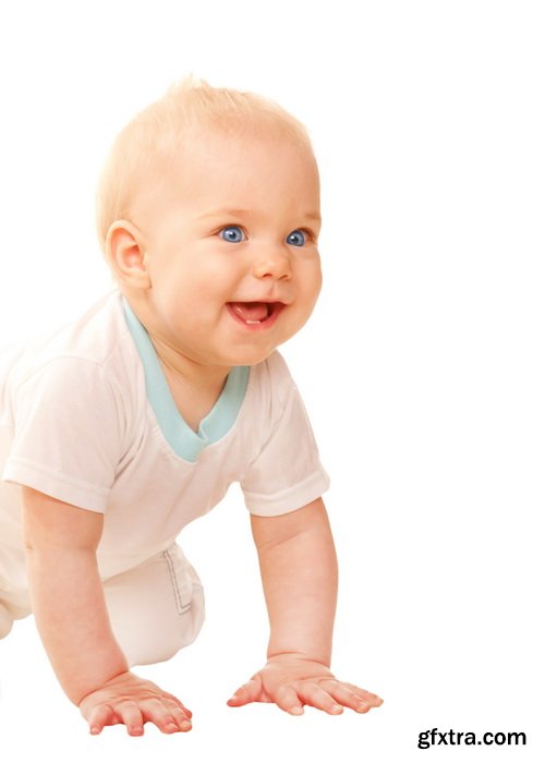 Amazing SS - Crawling baby boy on white background, 25xJPGs