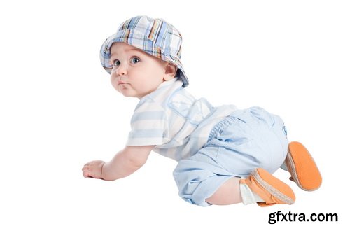 Amazing SS - Crawling baby boy on white background, 25xJPGs