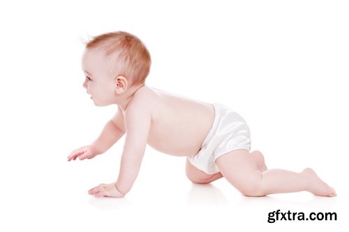 Amazing SS - Crawling baby boy on white background, 25xJPGs