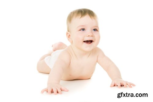 Amazing SS - Crawling baby boy on white background, 25xJPGs