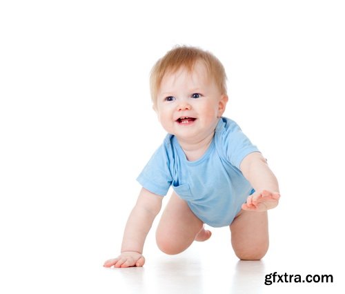 Amazing SS - Crawling baby boy on white background, 25xJPGs