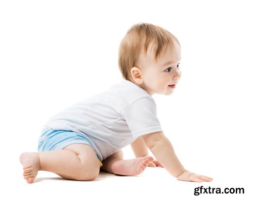 Amazing SS - Crawling baby boy on white background, 25xJPGs