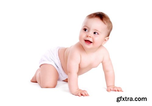 Amazing SS - Crawling baby boy on white background, 25xJPGs