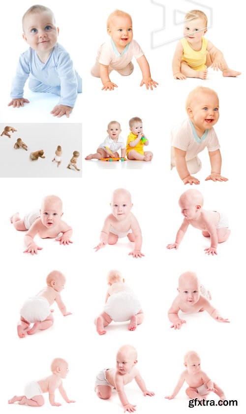 Amazing SS - Crawling baby boy on white background, 25xJPGs