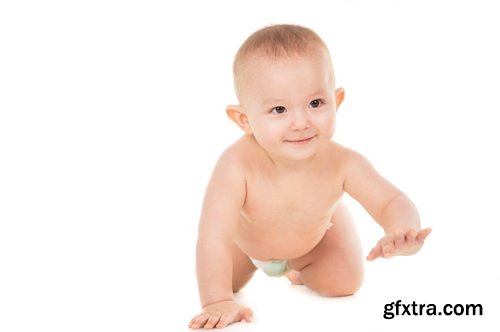 Amazing SS - Crawling baby boy on white background, 25xJPGs