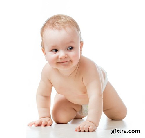 Amazing SS - Crawling baby boy on white background, 25xJPGs