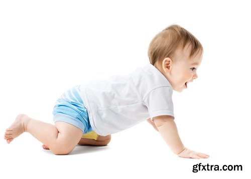 Amazing SS - Crawling baby boy on white background, 25xJPGs