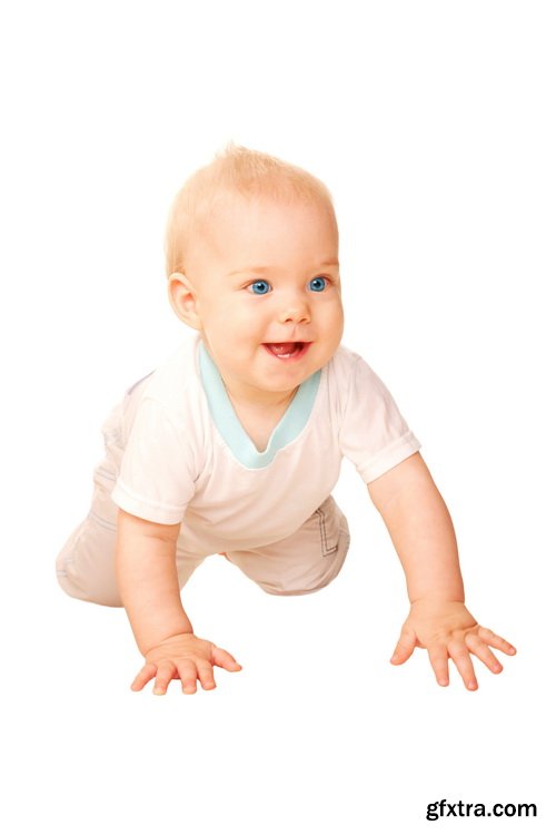 Amazing SS - Crawling baby boy on white background, 25xJPGs