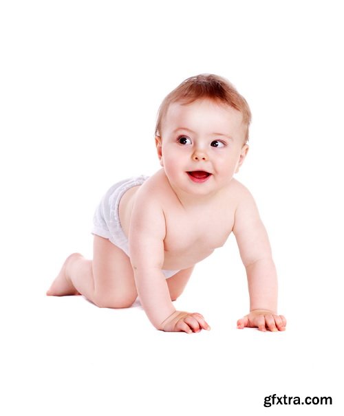 Amazing SS - Crawling baby boy on white background, 25xJPGs