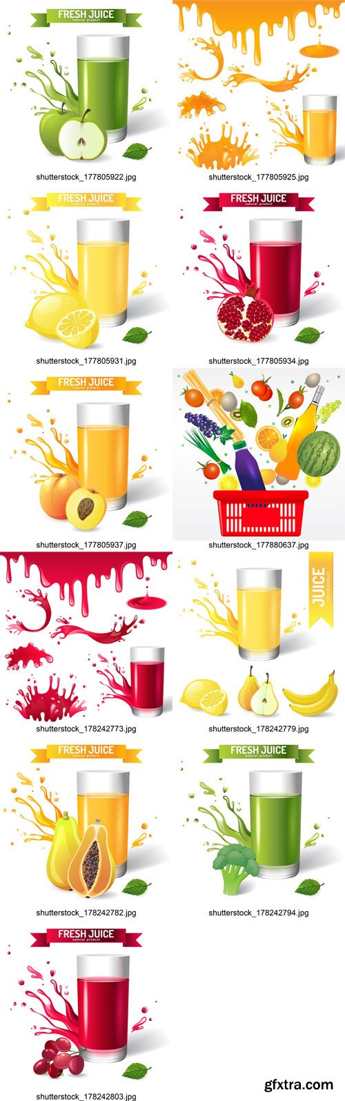 Shutterstock - Fresh Juice 100% Natural, 25xEps